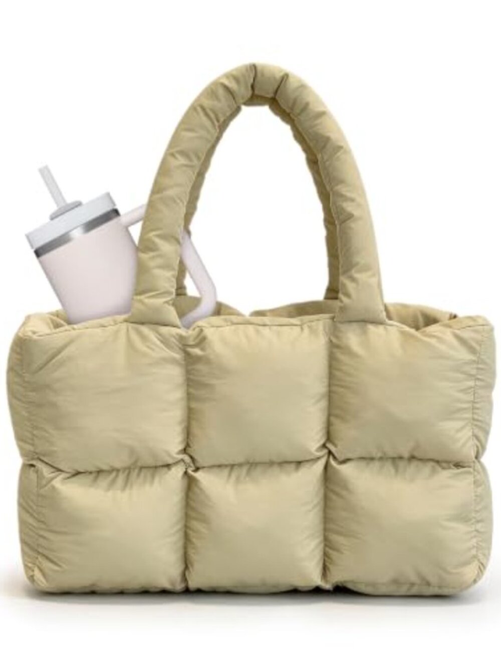 Quilted Puffer Tote Bag Lightweight Shoulder Bag Large 13L Travel Gym Work